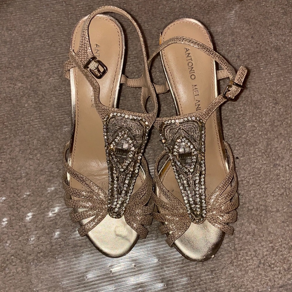 Antonio Melani beaded rhinestone strappy heels
